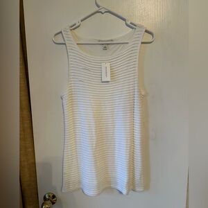 NWT Banana Republic White Boat Collar Tank with Mesh Stripes - Size M